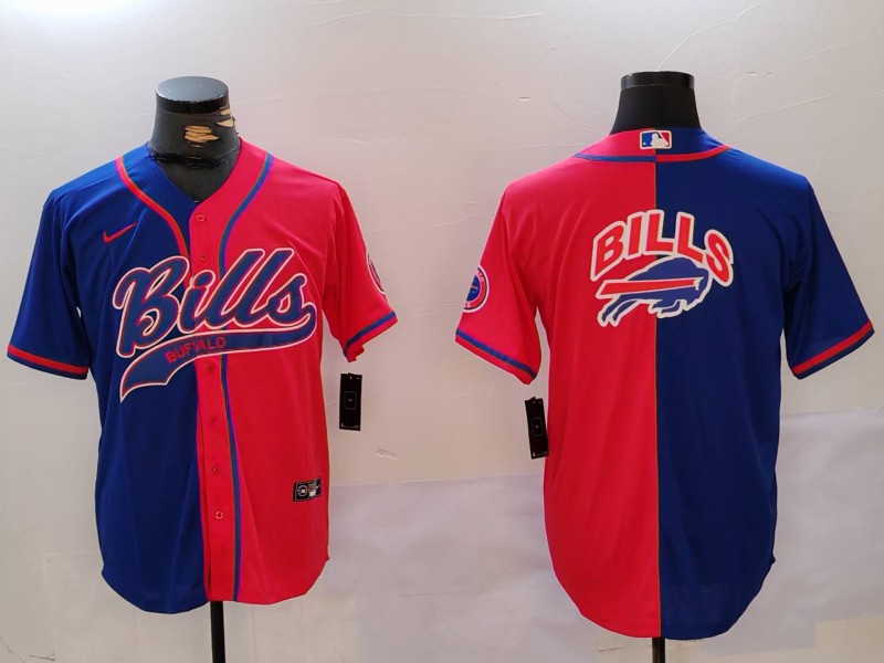 Men Buffalo Bills Blank Blue Red Joint Name 2024 Nike Limited NFL Jersey style 3